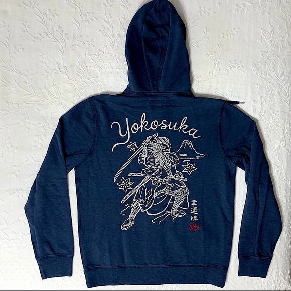 Lucky Brand Hoodie NWOT Jacket Embroidered Yokosuka Sweatshirt Size Small - Picture 2 of 12